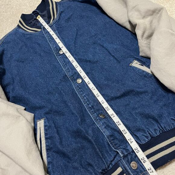Vintage Jon Lauren Apparel Denim Canvas Sleeved Bomber Jacket Large - Picture 4 of 6